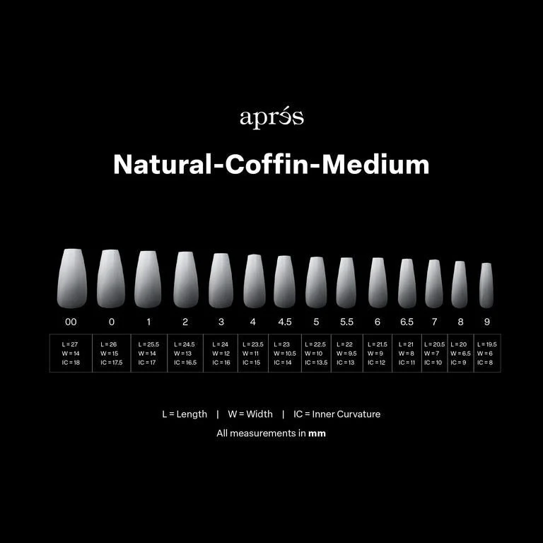 Apres Ombre Gel-X Tips (Natural Coffin Medium) 210pcs Box - 14 Sizes - Image 4