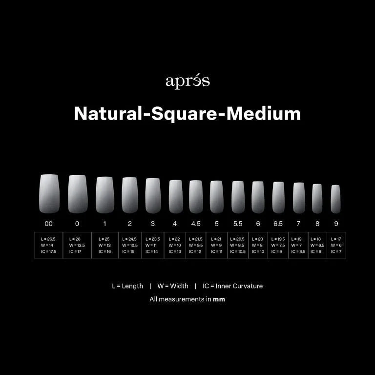 Apres Ombre Gel-X Tips (Natural Square Medium) 210pcs Box - 14 Sizes - Image 4